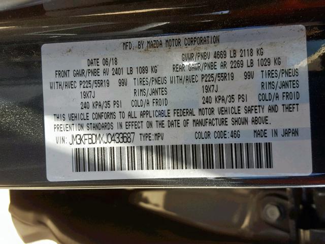 JM3KFBDMXJ0433687 - 2018 MAZDA CX-5 GRAND GRAY photo 10