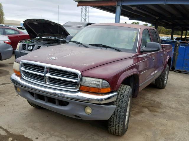 1B7GG2AN21S145661 - 2001 DODGE DAKOTA QUA BURGUNDY photo 2