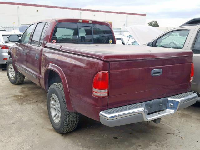 1B7GG2AN21S145661 - 2001 DODGE DAKOTA QUA BURGUNDY photo 3