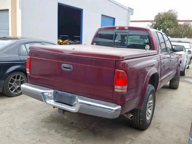 1B7GG2AN21S145661 - 2001 DODGE DAKOTA QUA BURGUNDY photo 4