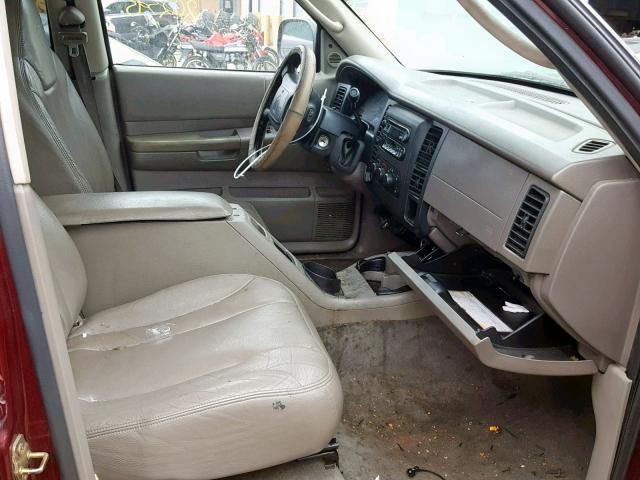 1B7GG2AN21S145661 - 2001 DODGE DAKOTA QUA BURGUNDY photo 5