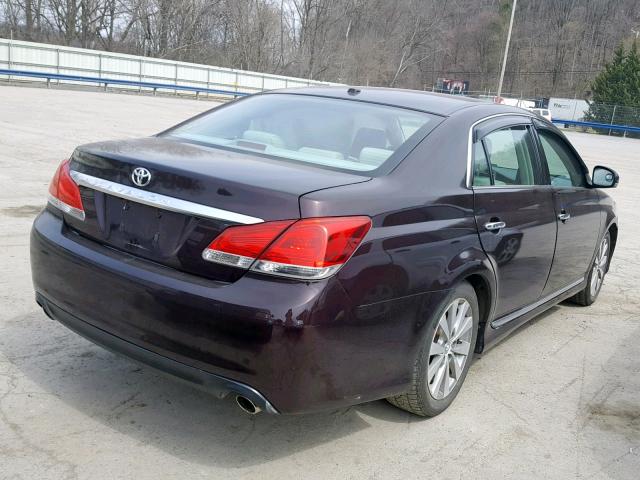 4T1BK3DB8BU388876 - 2011 TOYOTA AVALON BAS BURGUNDY photo 4