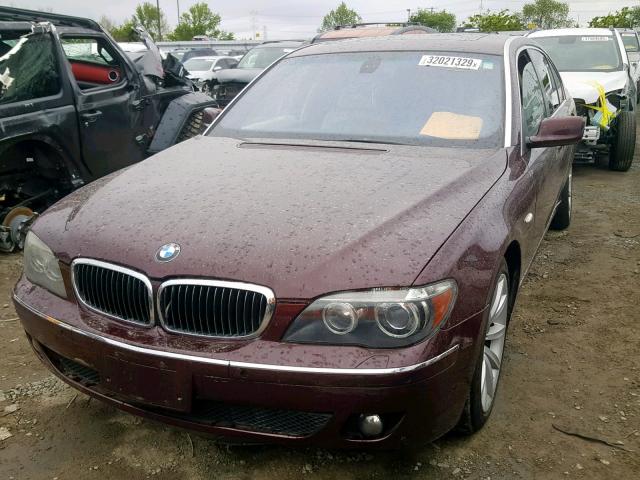 WBAHN83597DT71054 - 2007 BMW 750 BURGUNDY photo 2