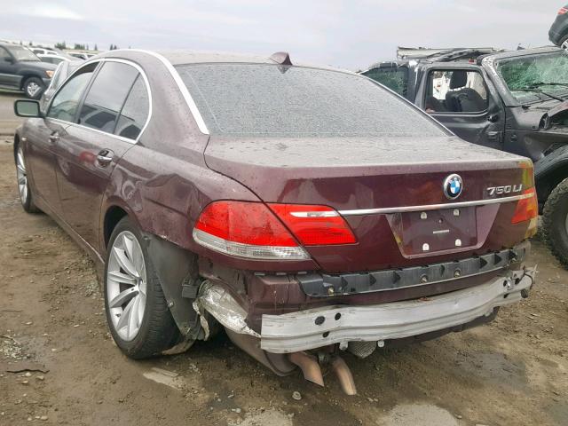 WBAHN83597DT71054 - 2007 BMW 750 BURGUNDY photo 3