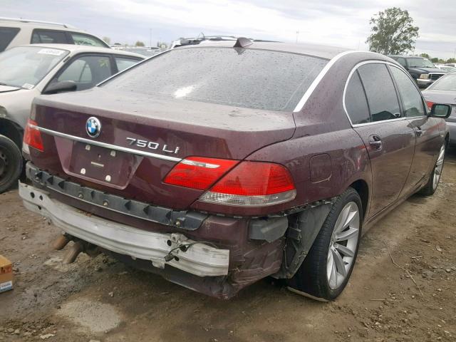 WBAHN83597DT71054 - 2007 BMW 750 BURGUNDY photo 4