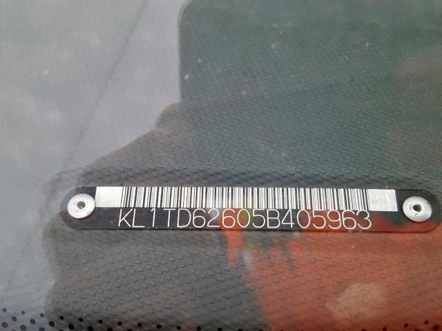 KL1TD62605B405963 - 2005 CHEVROLET AVEO BASE ლურჯი ფოტო 10