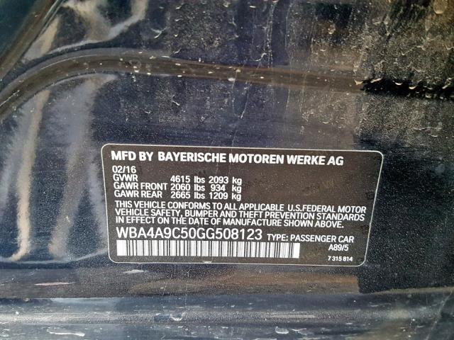 WBA4A9C50GG508123 - 2016 BMW 428 I BLUE photo 10