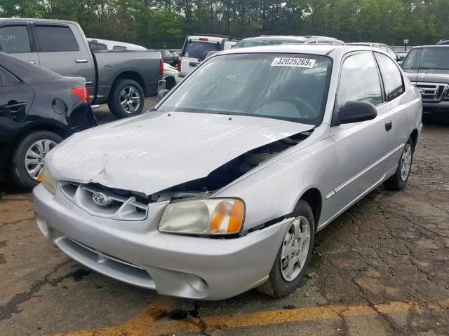 KMHCG35C52U170312 - 2002 HYUNDAI ACCENT GS SILVER photo 2