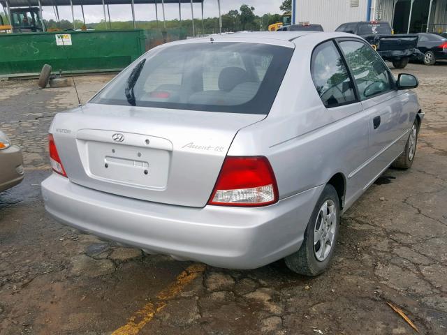 KMHCG35C52U170312 - 2002 HYUNDAI ACCENT GS SILVER photo 4