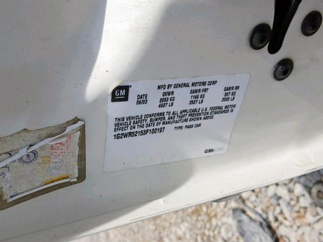 1G2WR52153F100197 - 2003 PONTIAC GRAND PRIX WHITE photo 10