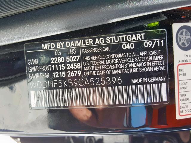 WDDHF5KB9CA525396 - 2012 MERCEDES-BENZ E 350 BLACK photo 10