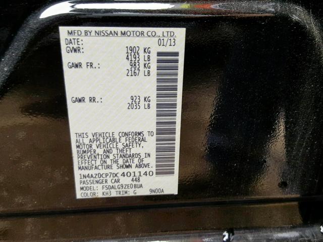 1N4AZ0CP7DC401140 - 2013 NISSAN LEAF S BLACK photo 10