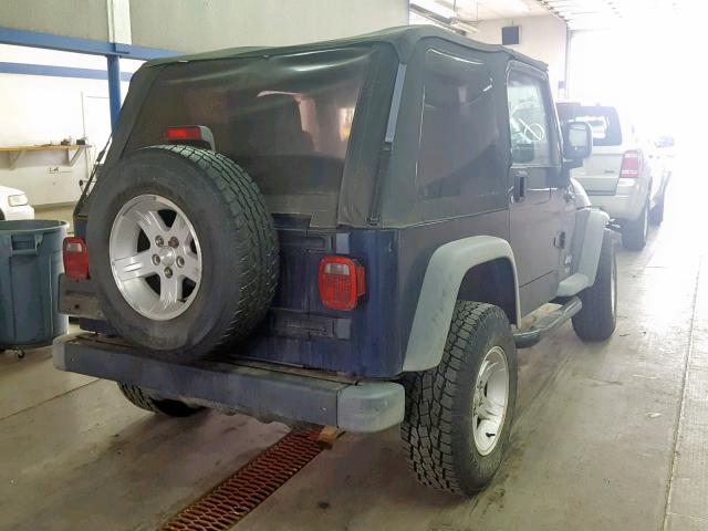 1J4FA49S16P775226 - 2006 JEEP WRANGLER / BLUE photo 4