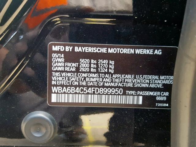 WBA6B4C54FD899950 - 2015 BMW ALPINA B6 BLACK photo 10