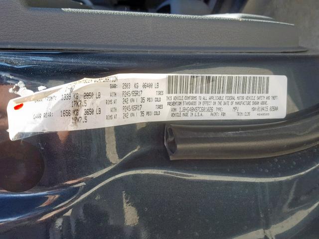 1J8HG48N97C601026 - 2007 JEEP COMMANDER ლურჯი ფოტო 10