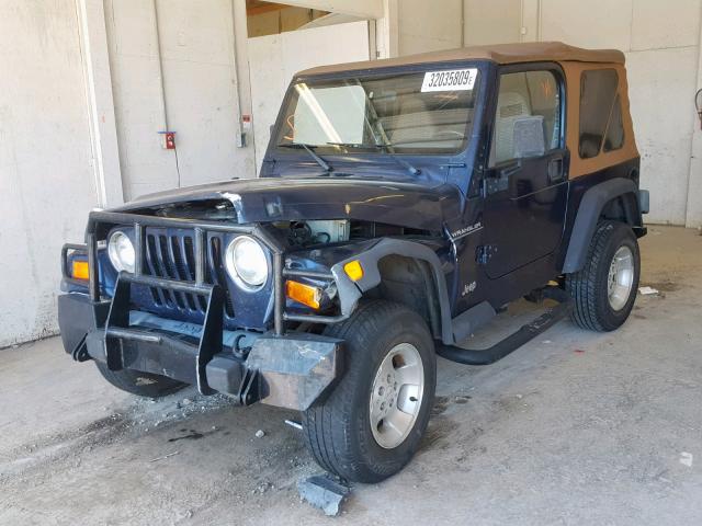 1J4FA29P9YP761223 - 2000 JEEP WRANGLER / BLUE photo 2