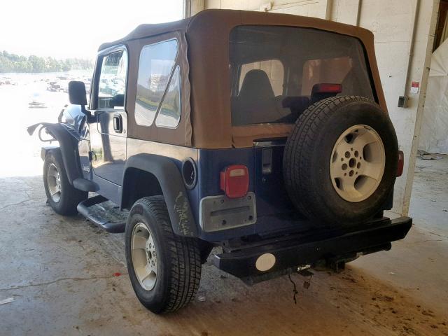 1J4FA29P9YP761223 - 2000 JEEP WRANGLER / BLUE photo 3