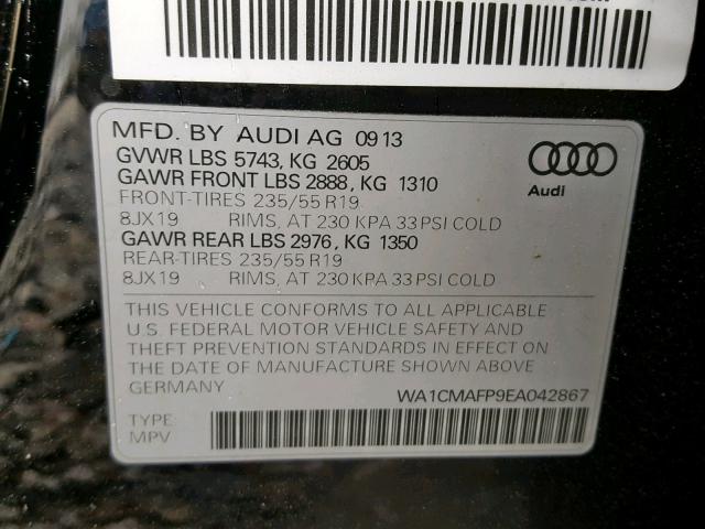 WA1CMAFP9EA042867 - 2014 AUDI Q5 TDI BLACK photo 10