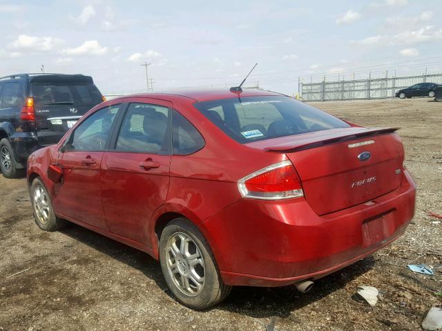 1FAHP36N39W260833 - 2009 FORD FOCUS SES RED photo 3