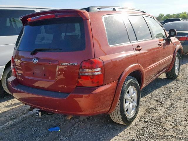 JTEHF21A530127895 - 2003 TOYOTA HIGHLANDER RED photo 4