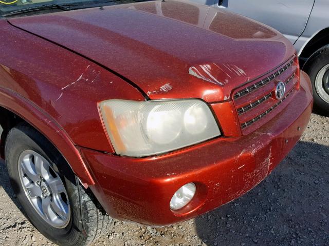 JTEHF21A530127895 - 2003 TOYOTA HIGHLANDER RED photo 9