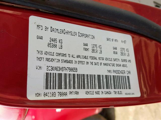 2C3KA63H97H790659 - 2007 CHRYSLER 300C RED photo 10