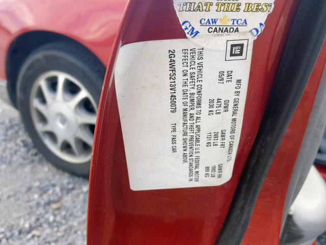 2G4WF5213V1450079 - 1997 BUICK REGAL GS RED photo 10