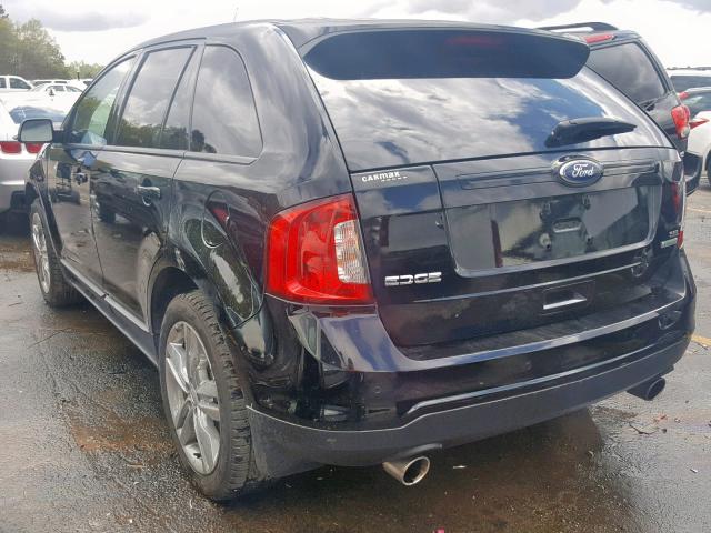 2FMDK3J90CBA01979 - 2012 FORD EDGE SEL BLACK photo 3