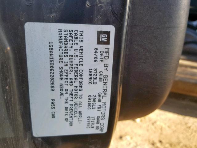1G8AW15B06Z202662 - 2006 SATURN ION LEVEL BLACK photo 10