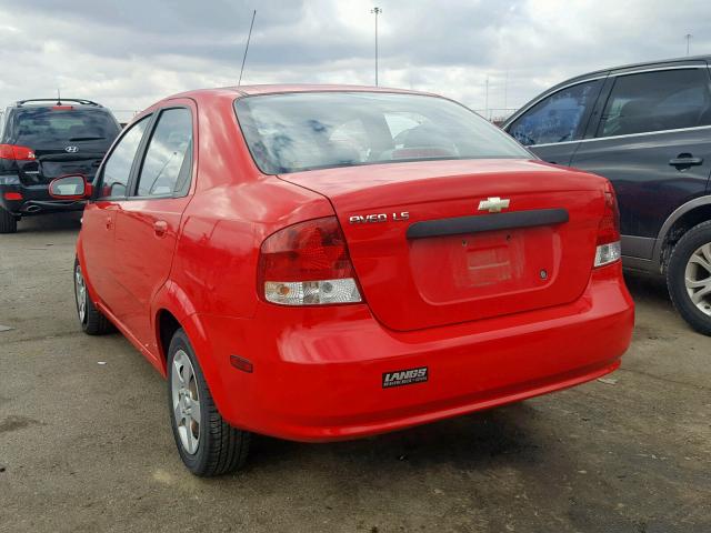 KL1TD526X5B490398 - 2005 CHEVROLET AVEO BASE წითელი ფოტო 3
