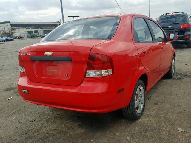 KL1TD526X5B490398 - 2005 CHEVROLET AVEO BASE წითელი ფოტო 4