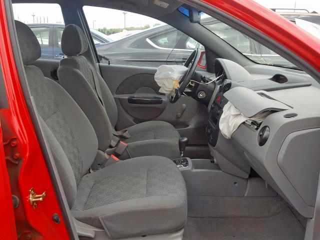 KL1TD526X5B490398 - 2005 CHEVROLET AVEO BASE წითელი ფოტო 5