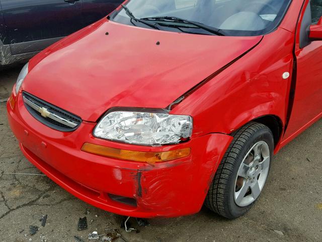 KL1TD526X5B490398 - 2005 CHEVROLET AVEO BASE წითელი ფოტო 9