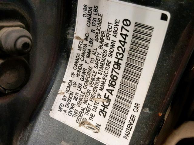 2HGFA16679H324470 - 2009 HONDA CIVIC LX-S Boz foto 10