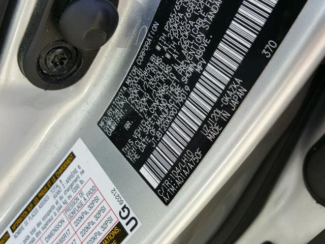 JTJBT20XX90179019 - 2009 LEXUS GX 470 SILVER photo 10