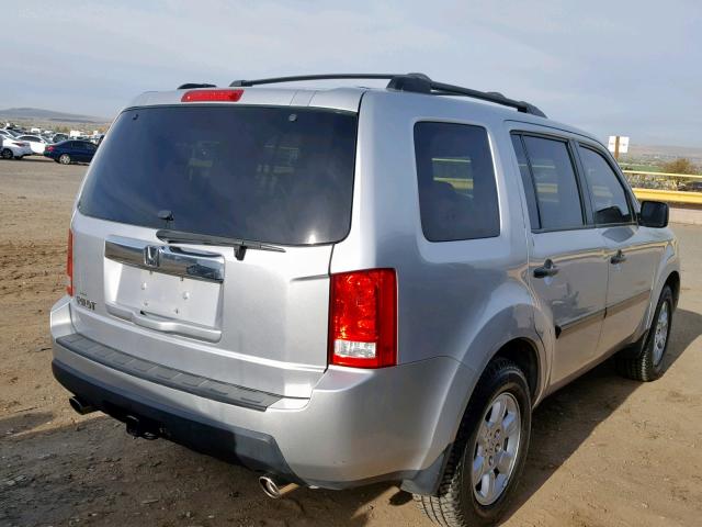 5FNYF3H28BB001605 - 2011 HONDA PILOT LX SILVER photo 4