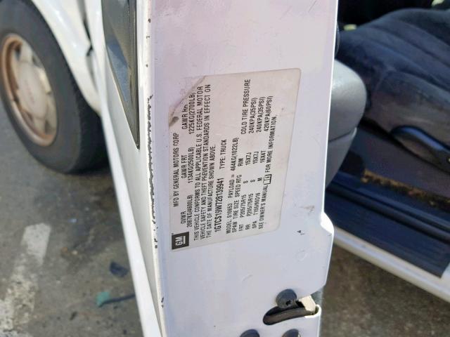 1GTCS19W728139941 - 2002 GMC SONOMA WHITE photo 10