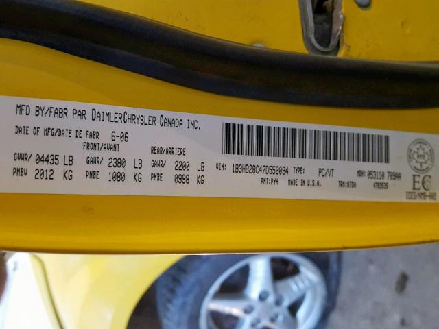 1B3HB28C47D552094 - 2007 DODGE CALIBER YELLOW photo 10