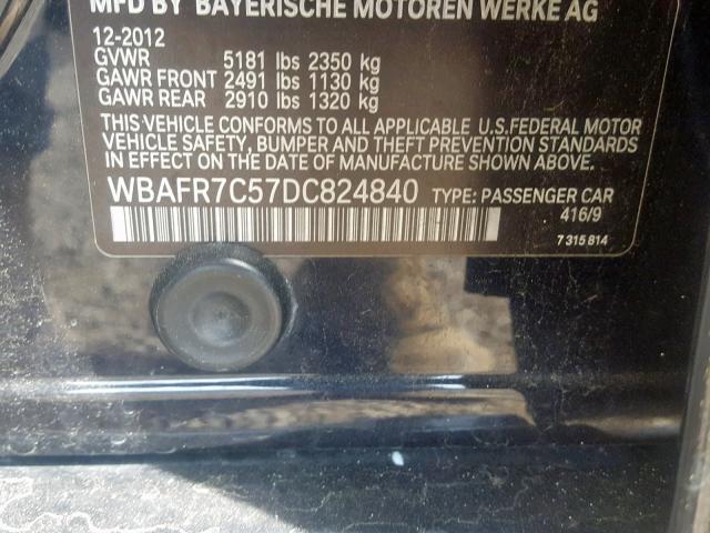 WBAFR7C57DC824840 - 2013 BMW 535 I BLACK photo 10