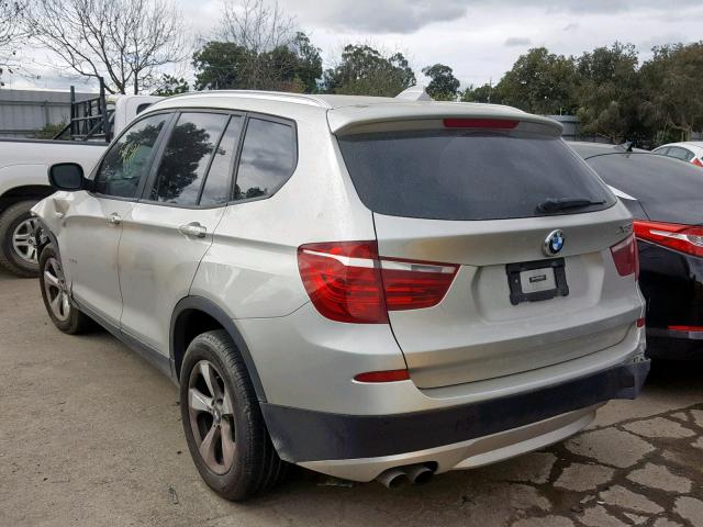 5UXWX5C54BL702364 - 2011 BMW X3 XDRIVE2 SILVER photo 3