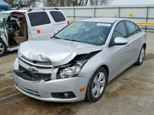 1G1P75SZ9E7151042 - 2014 CHEVROLET CRUZE SILVER photo 2