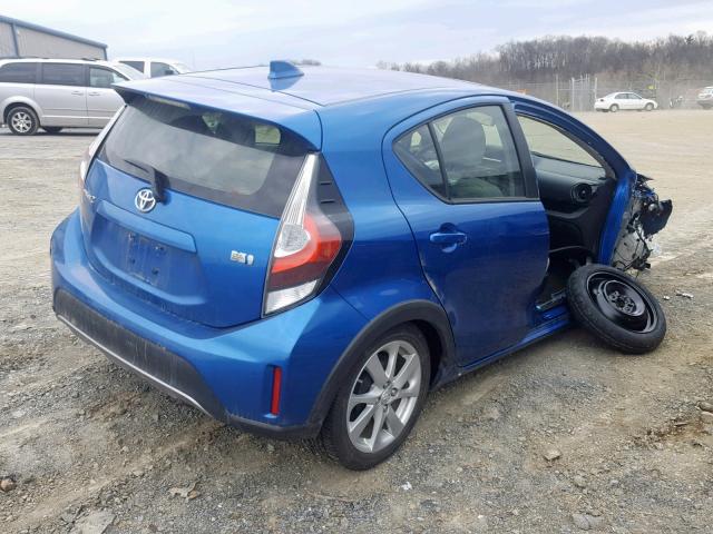 JTDKDTB37J1601293 - 2018 TOYOTA PRIUS C BLUE photo 4