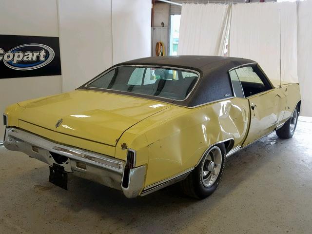 1H57J2B564730 - 1972 CHEVROLET MONTE CARL YELLOW photo 4