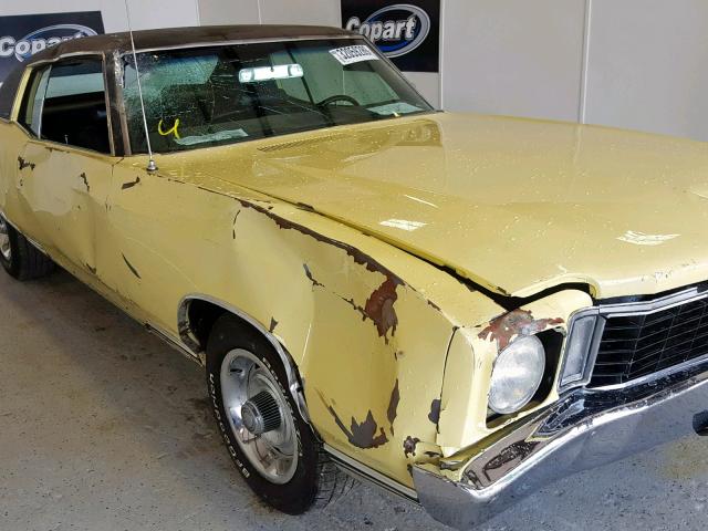 1H57J2B564730 - 1972 CHEVROLET MONTE CARL YELLOW photo 9