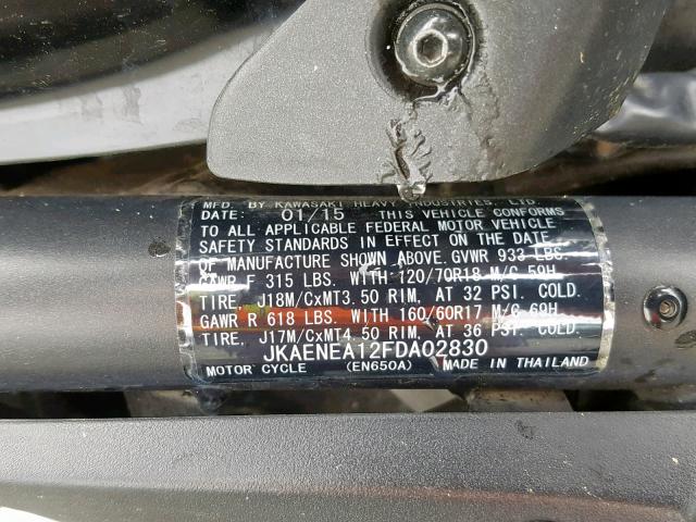JKAENEA12FDA02830 - 2015 KAWASAKI EN650 A 黑色 照片 10