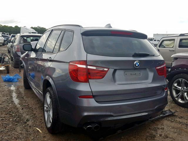 5UXWX7C51E0E76871 - 2014 BMW X3 XDRIVE3 GRAY photo 3