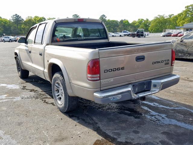 1D7HL48N44S527914 - 2004 DODGE DAKOTA QUA TAN photo 3