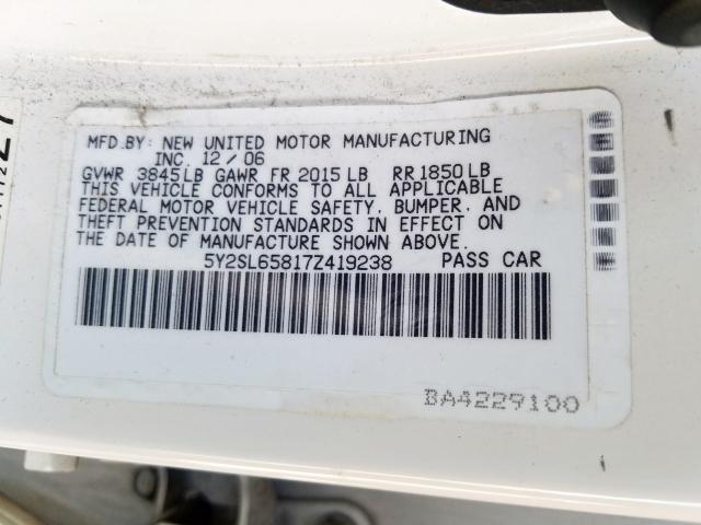 5Y2SL65817Z419238 - 2007 PONTIAC VIBE  photo 10