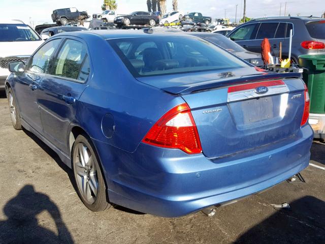 3FAHP0KCXAR119476 - 2010 FORD FUSION SPO BLUE photo 3