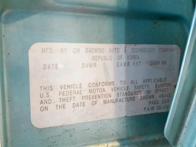 KL1TD62665B349575 - 2005 CHEVROLET AVEO BASE ლურჯი ფოტო 10